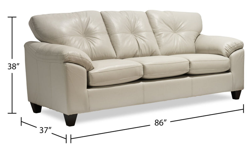 Made in Canada Addison 86\" Leather-Look Fabric Sofa with Removable Seat Cushion and Tufting - Beige 