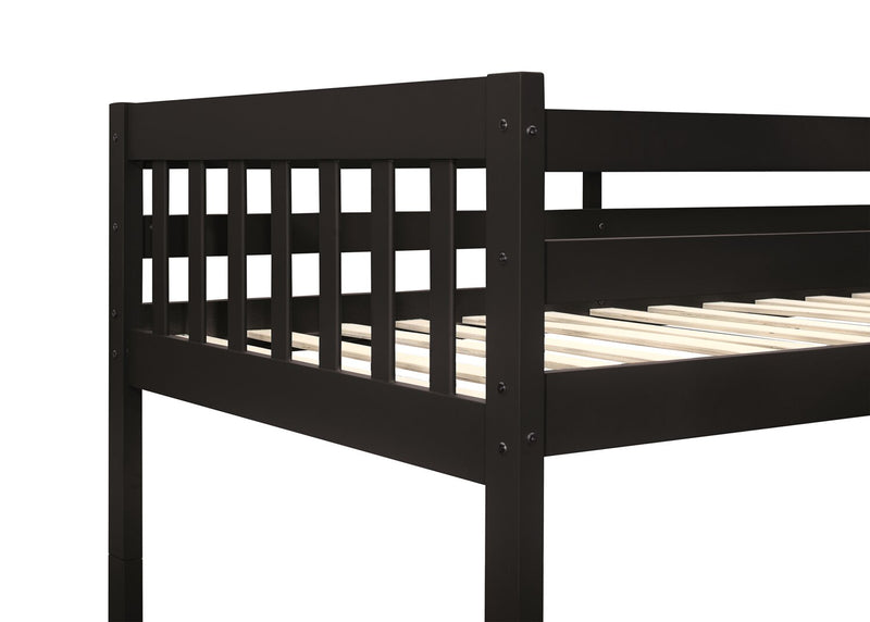 Miko Bunk Bed with Ladder & Guard Rail for Kids, Espresso - Twin/Twin 