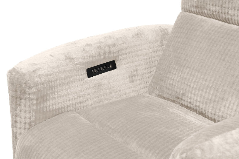 Remi 38\" Fabric Swivel Glider Power Reclining Chair with USB ports – White 