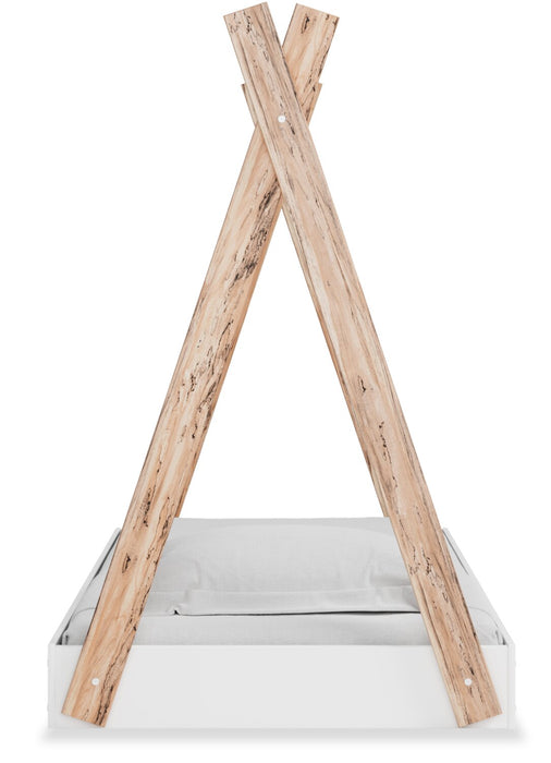 Wolf Platform Tent Bed for Kids, Two-tone White & Natural - Twin Size 