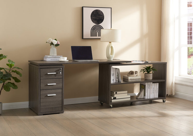 Oliver Corner Desk with Storage and USB Ports - Grey