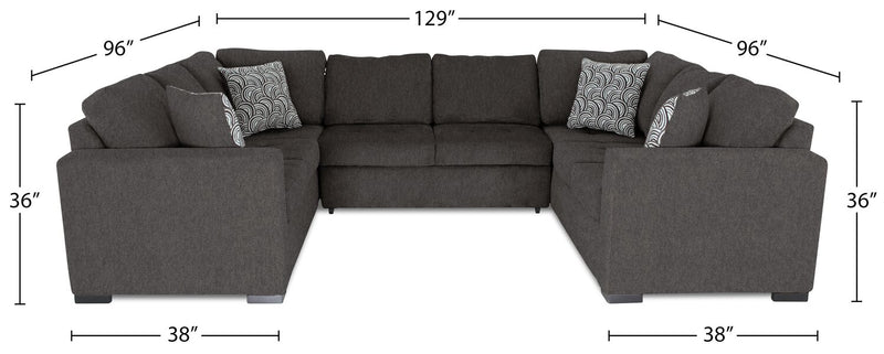 Legend 3-Piece Chenille Sleeper Sectional Sofa - Pewter