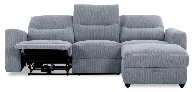 Meadow 2-Piece Right-Facing Charcoal Grey Chenille Fabric Power Reclining Sectional with Storage Chaise