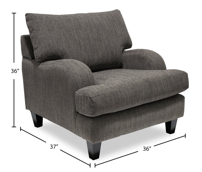 Nofia Chenille Chair - Charcoal 