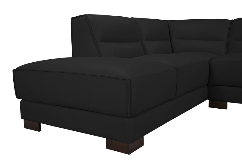 Citadel 2-Piece Left-Facing Top-Grain Genuine Leather Sectional with Wood Legs - Black 