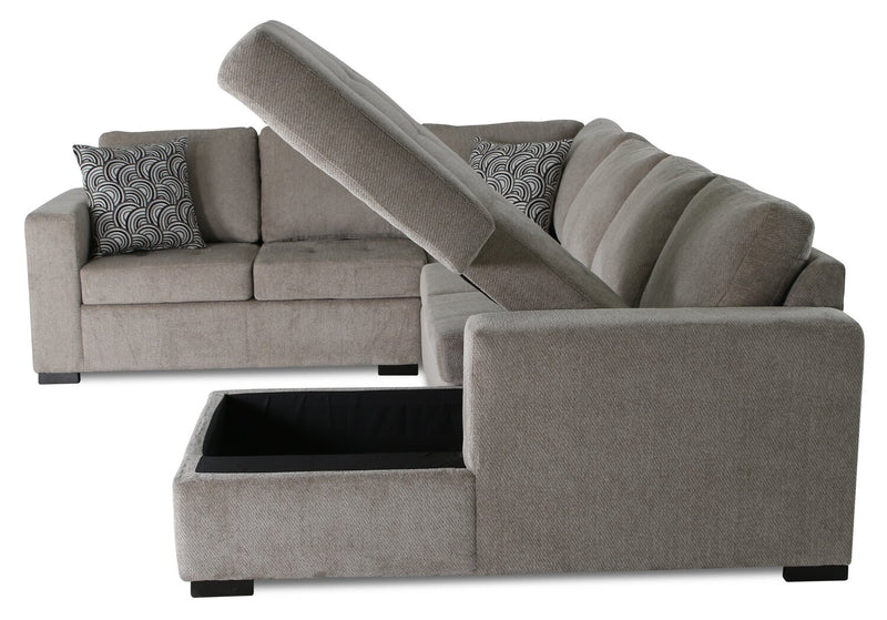 Legend 4-Piece Right-Facing Chenille Sleeper Sectional - Platinum 