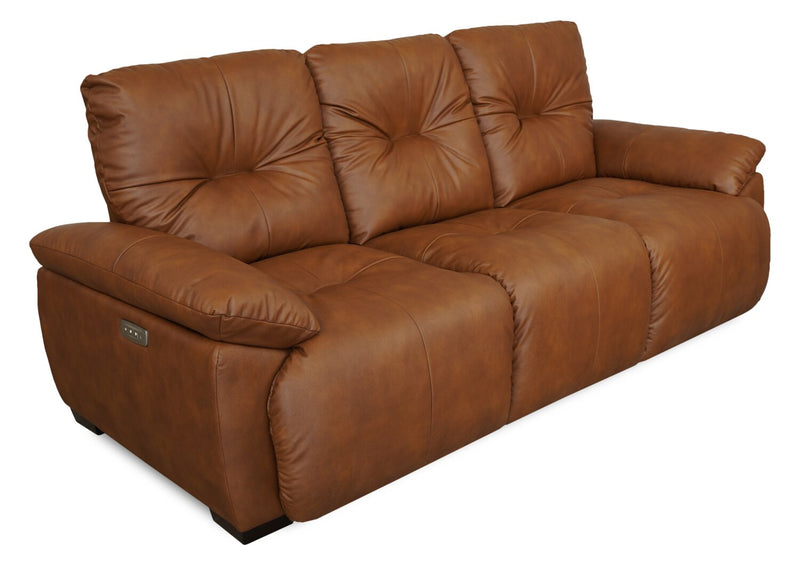 Bello 91.7\" Leather-Look Fabric Power Reclining Sofa with Power Headrest - Brown