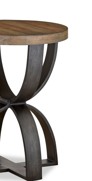 Brewer 20” Industrial Solid Wood Round End Table - Rustic Honey