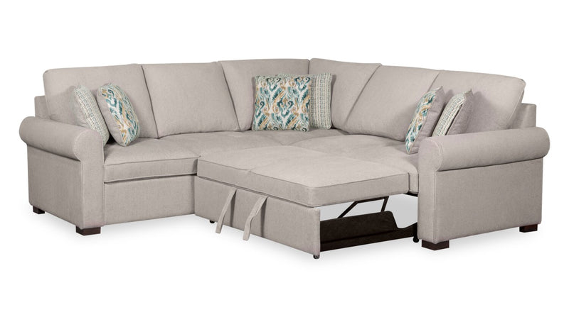 Scott Living Haven 3-Piece Chenille Fabric Sleeper Sectional - Grey 