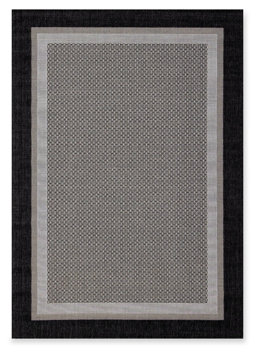 Milo 6'7\" x 9'6\" Flatweave Monochromatic Outdoor Rug – Grey