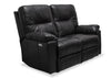Canadian Made Dawson 64\" Genuine Leather Power Reclining Loveseat with USB Port and Accent Pillows – Black