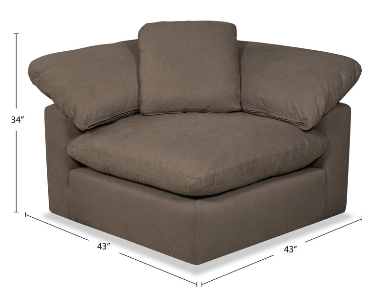 Eclipse Modular 38\" Linen-Look Fabric Armless Chair with Reversible Feather Down Cushions - Slate Grey 