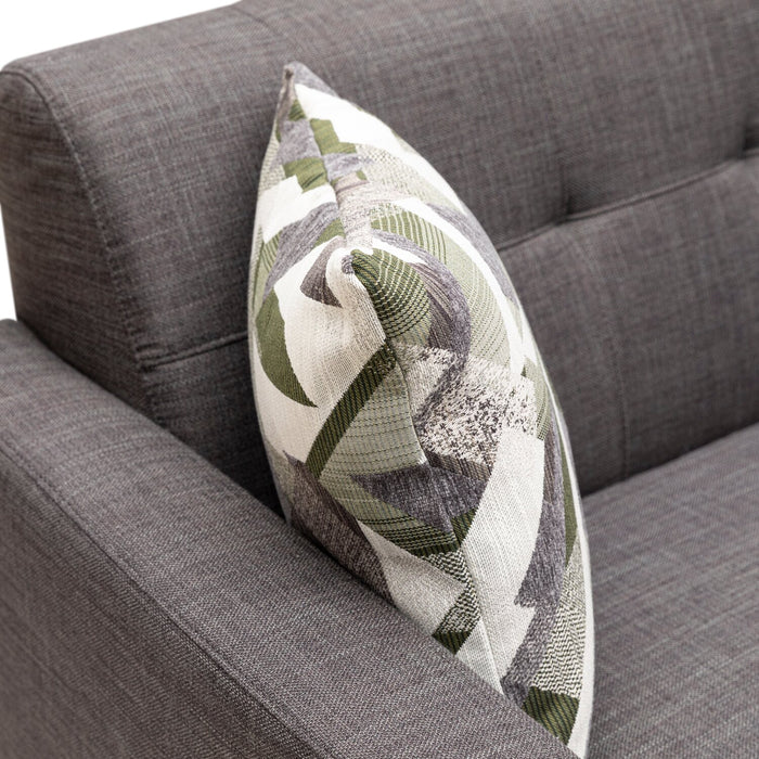 Kort & Co. Freeman 80” Charcoal Grey Linen-Look Fabric Condo Size Sofa with Wood Base and Legs