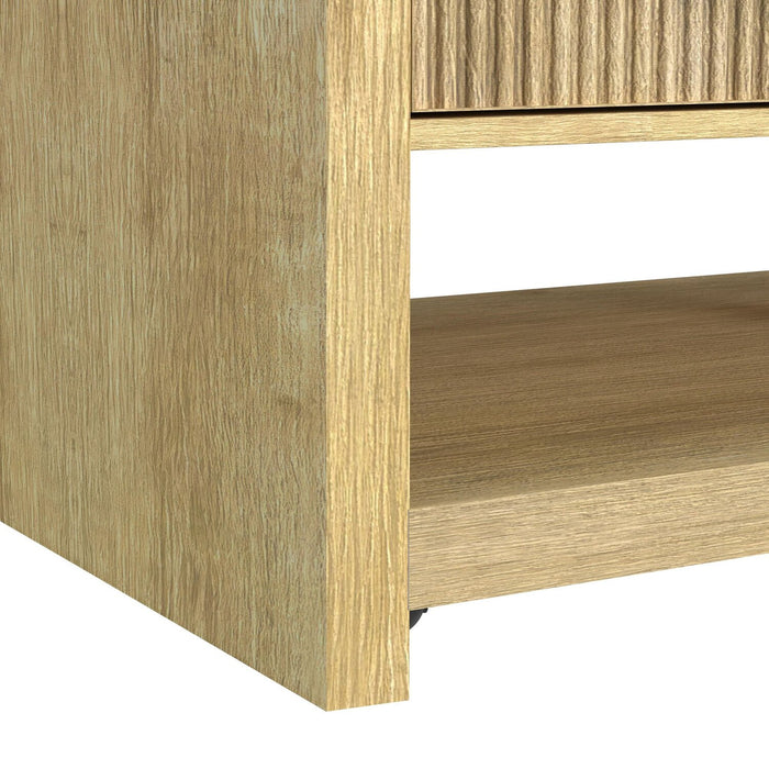 Lenore 48” Modern Coffee Table with Storage, Shelf and Casters - Natural