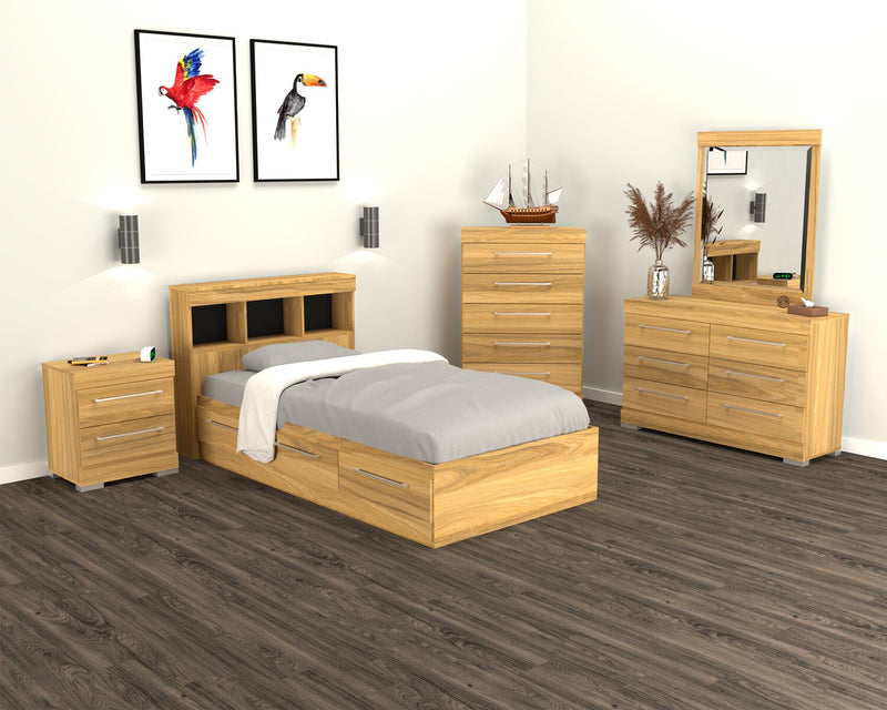 Riley Twin Mates Bed with Bookcase Headboard - Natural