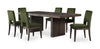 Zelda 7pc Dining Set with Table & 6 Chairs, 78-96\"W - Green & Espresso Brown 