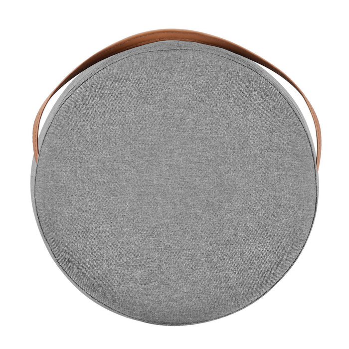 Vancouver Round Fabric Storage Ottoman - Grey