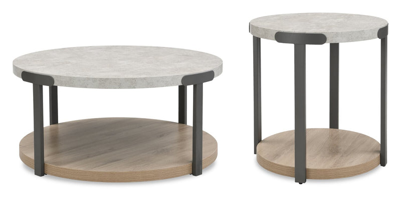 Felicity 36\" Round Coffee Table with Shelf and Casters - Grey