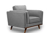 Kort & Co. Kassia 40.9\" Linen-Look Fabric Chair with Wood Base and Legs - Grey 