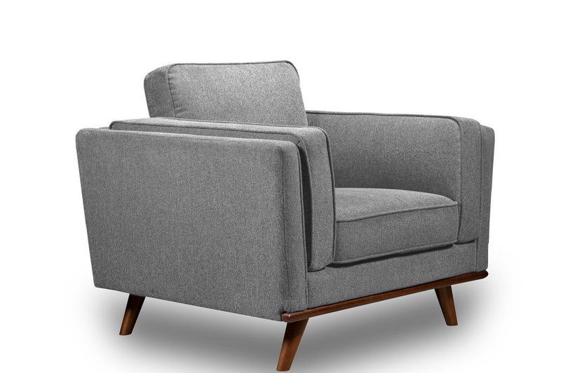 Kort & Co. Kassia 40.9\" Linen-Look Fabric Chair with Wood Base and Legs - Grey 