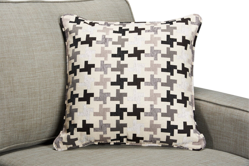 Made in Canada Sawyer 57\" Linen-Look Fabric Loveseat with Reversible Cushions and Accent Pillows - Light Grey 
