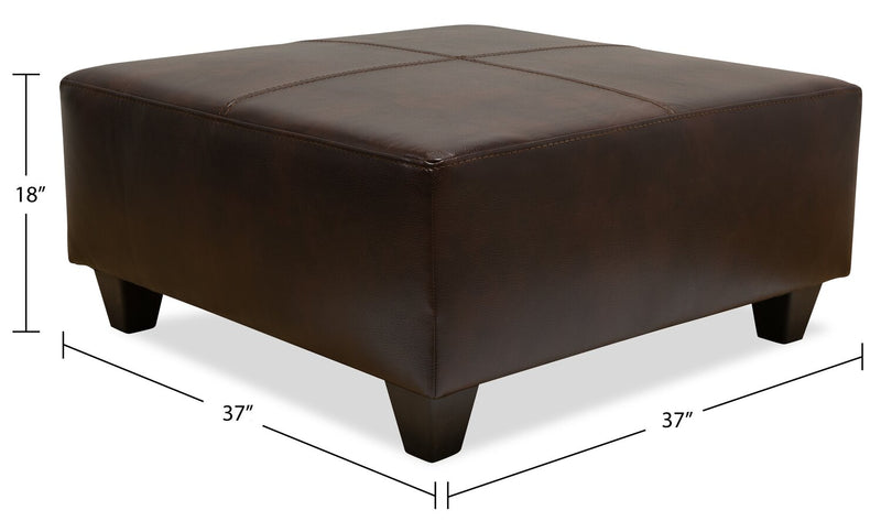 Made in Canada Addison 37\" Leather-Look Ottoman - Brown 