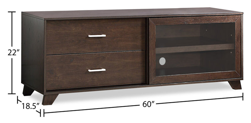 Jacob 60\" Modern TV Stand with Storage and Cable Management for TVs up to 65\"- Espresso