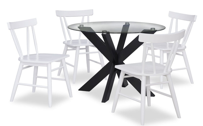 Remi 5-Piece Slatback Dining Package - White