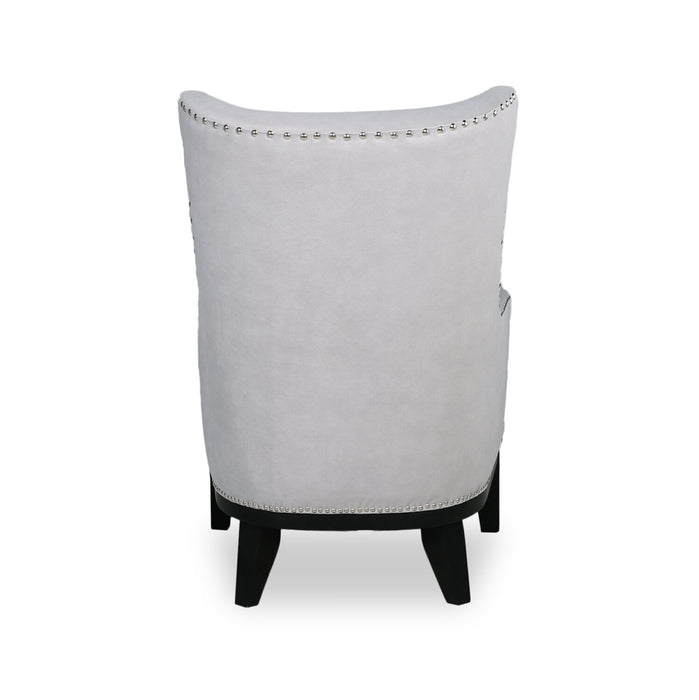 Haden 30\" Faux Suede Fabric Accent Chair with Wood Base and Nailhead Trim - Walks Dove Grey
