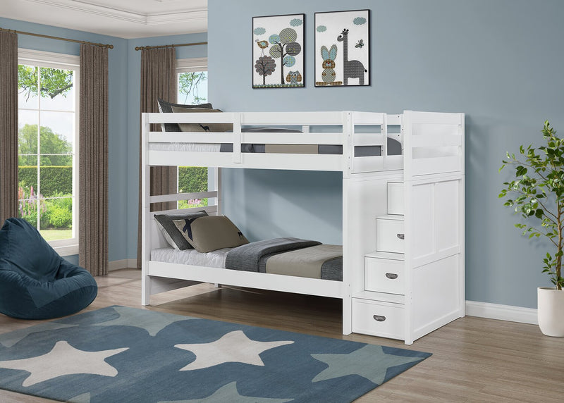 Quinn Twin/Twin Staircase Bunk Bed - White