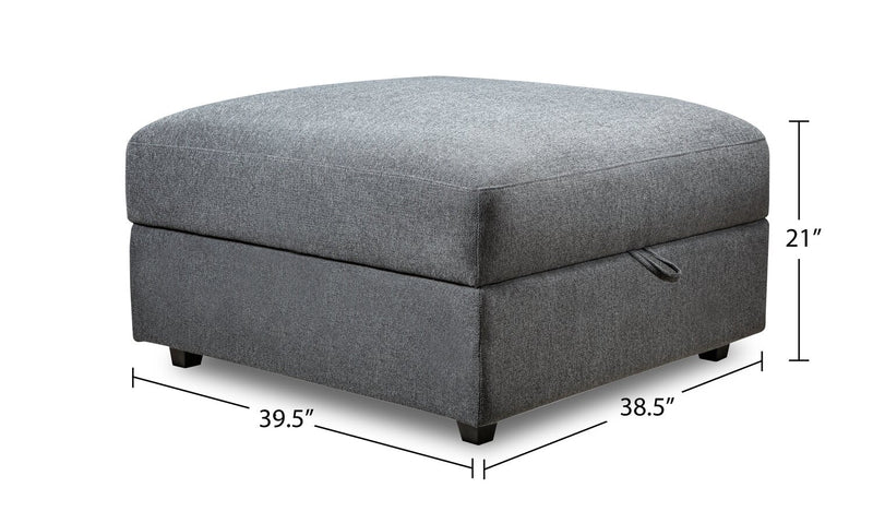 Scott Living Evolve Modular 39.5\" Linen-Look Fabric Storage Ottoman with Feather Down Cushion - Charcoal Grey 