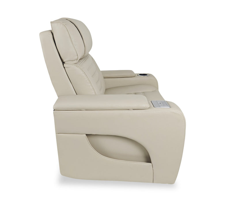Zen 40\" Apricot Faux Leather Power Reclining Massage Chair with Power Headrest and Heated Seat