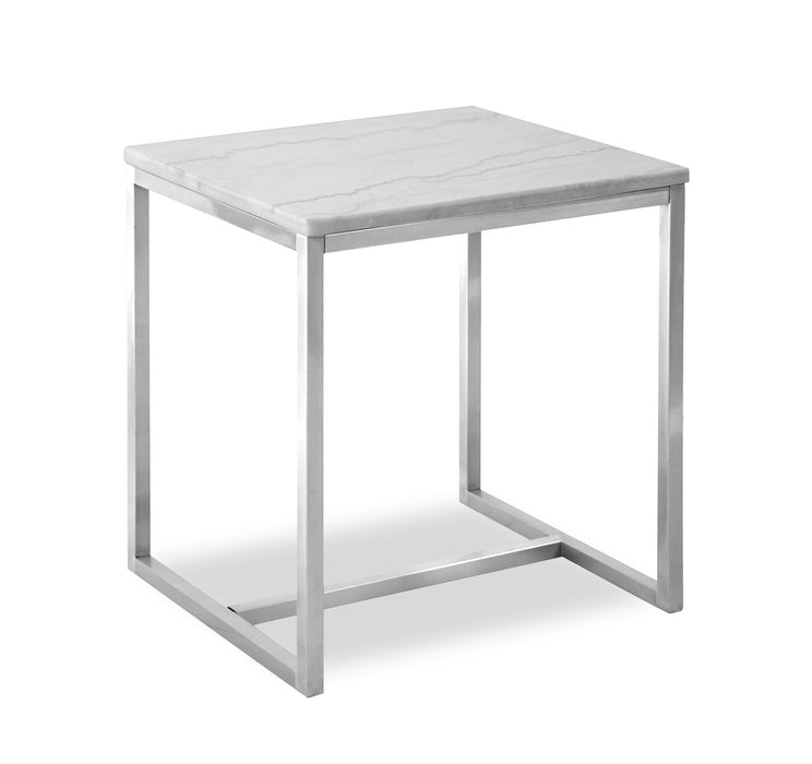 Sampson 20\" Modern Marble End Table - White