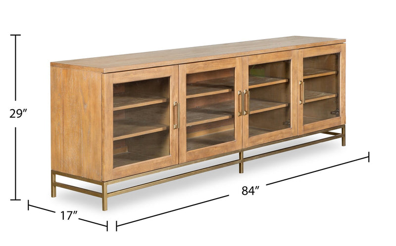 Cresset 84” Modern Solid Wood TV Stand with Storage and Cable Management for TVs up to 90\" - Belgian