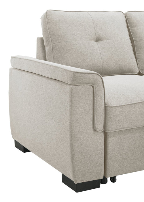Eden 2-Piece Reversible Fabric Sleeper Sectional with Storage Chaise and Removable Back Cushions - Taupe