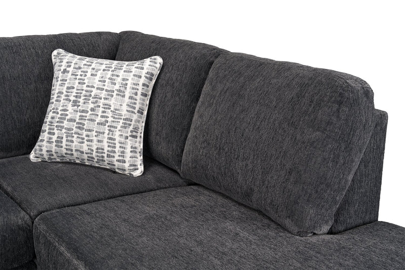 Made in Canada Morgan 2-Piece Right-Facing Chenille Fabric Sofa Bed Sectional with Accent Pillows - Grey