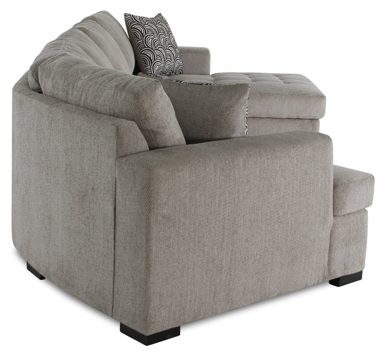 Legend 3-Piece Left-Facing Chenille Cuddler Sleeper Sectional with Chaise - Platinum 