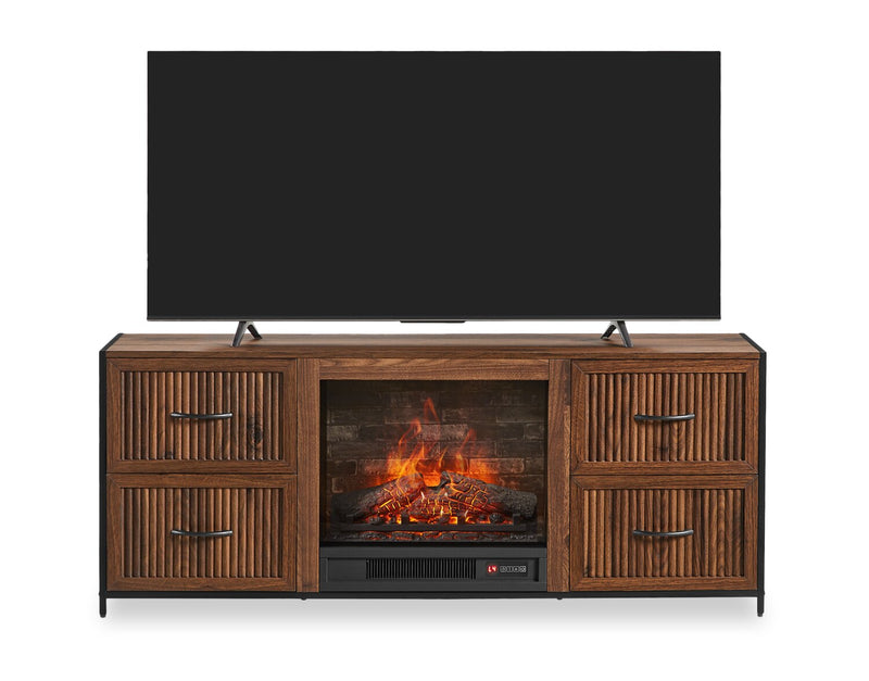 Harvin 54\" Electric Fireplace TV Stand with Storage for TVs up to 50\" – Brown Oak 