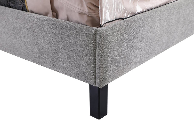 Amos Grey Upholstered Platform Bed with Channel Headboard - Full