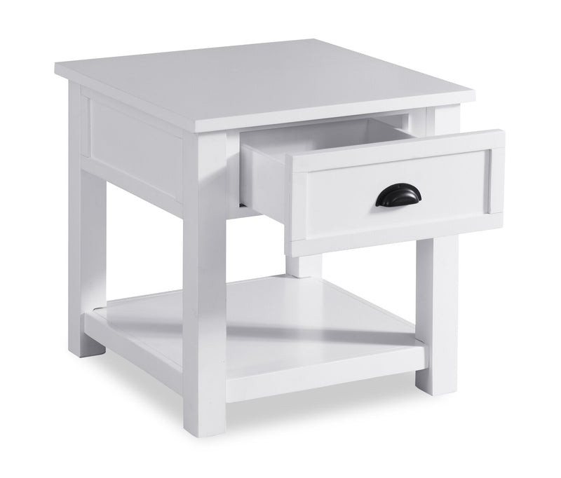 Centennial 24\" Modern End Table with Storage and Shelf - White
