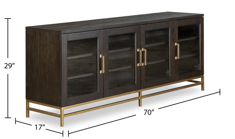 Cresset 70” Modern Solid Wood TV Stand with Storage and Cable Management for TVs up to 75\" - Coffee