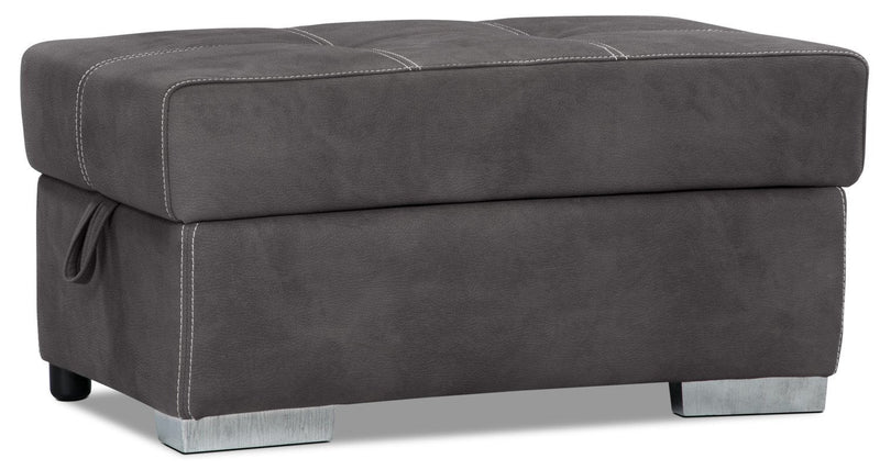 Drake 3-Piece Right-Facing Faux Suede Fabric Sleeper Sectional with Storage Ottoman - Cement Grey 