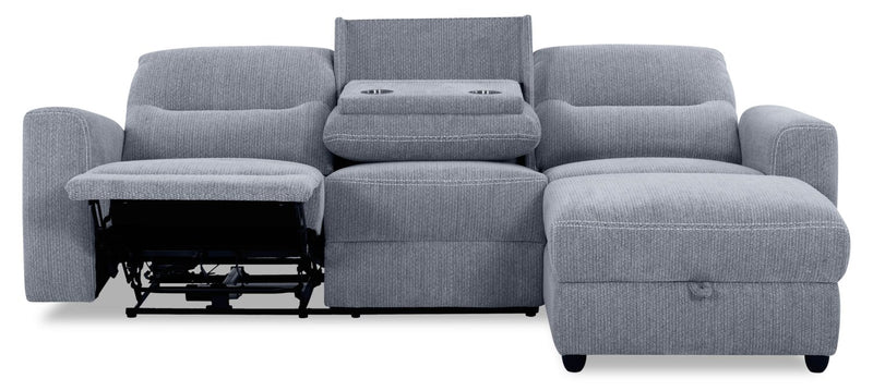 Meadow 2-Piece Right-Facing Charcoal Grey Chenille Fabric Power Reclining Sectional with Storage Chaise