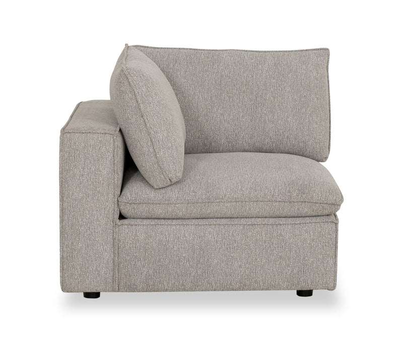 Fusion Modular 4-Piece Silver Grey Chenille Fabric Sectional with Removable Feather Down Back Cushions