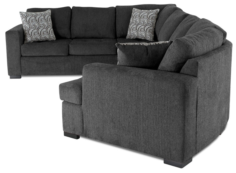Legend 3-Piece Right-Facing Chenille Cuddler Sleeper Sectional - Pepper