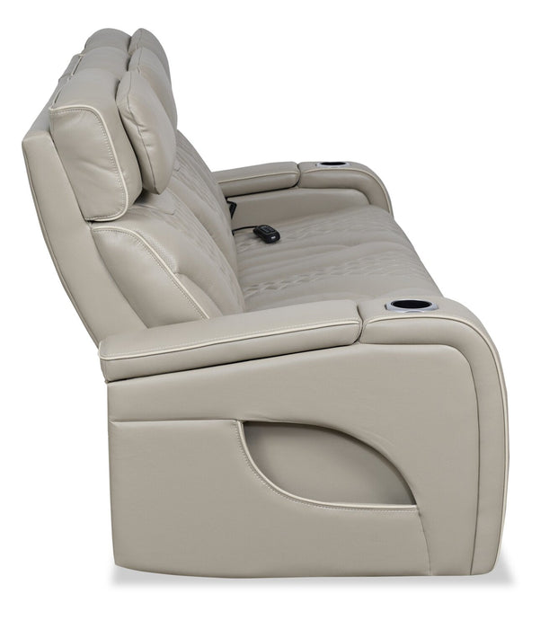 Elite Genuine Leather Power Reclining Sofa with Massage Function and Power Headrests - Grey 