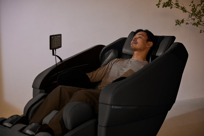 Panasonic Real Pro ULTRA Prestige™ 33.5\" Black High-Quality Synthetic Leather Reclining Massage Chair 