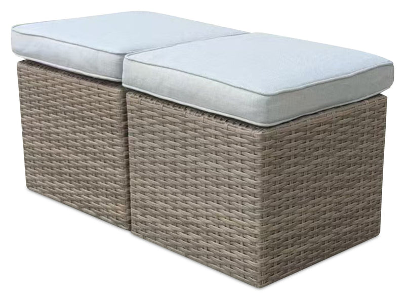 Naples 2-Piece Patio Ottoman Set - Grey