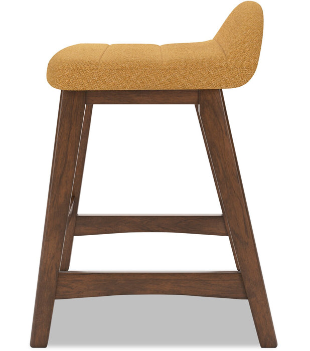 Jovi Counter-Height Stool with Linen-Look Fabric, 24\"H, Wood - Mustard 