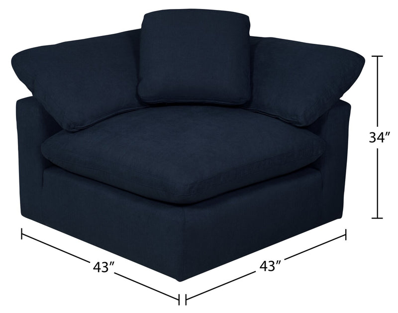 Eclipse Modular 38\" Linen-Look Fabric Armless Chair with Reversible Feather Down Cushions - Navy Blue 